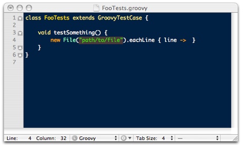 TextMate Groovy Bundle Code Snippet Screen Shot